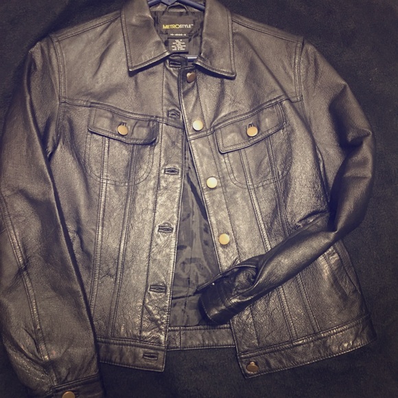 Metrostyle Black Leather Jacket - Picture 1 of 1